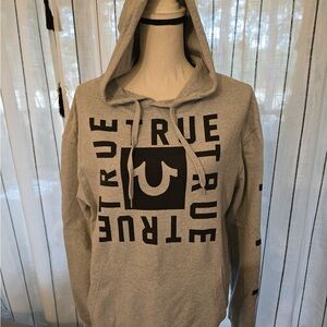 True Religion Light Gray Logo Hoodie